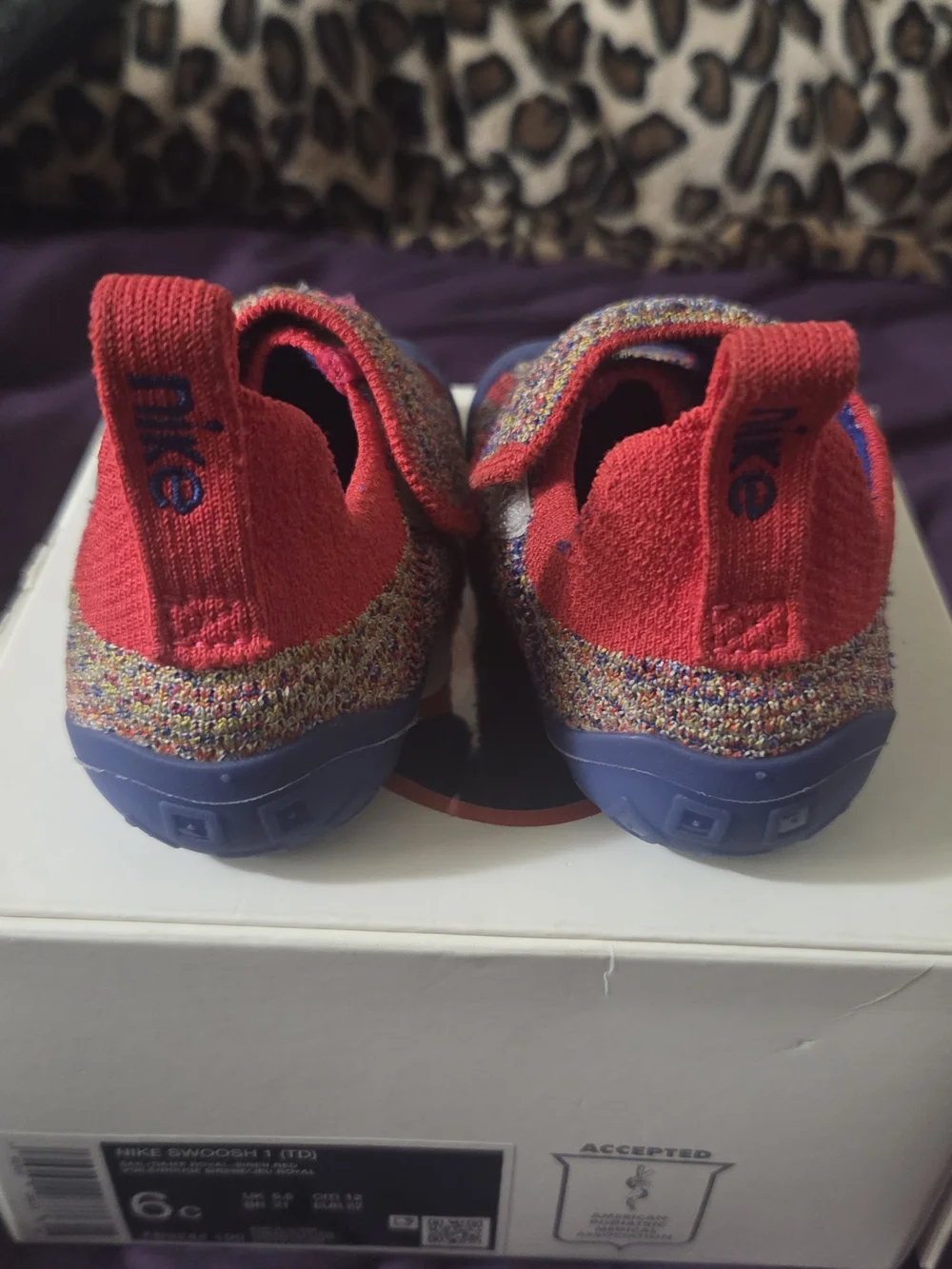 Nike Kids Multicolor Knit Slip-On Shoes - Red & Blue